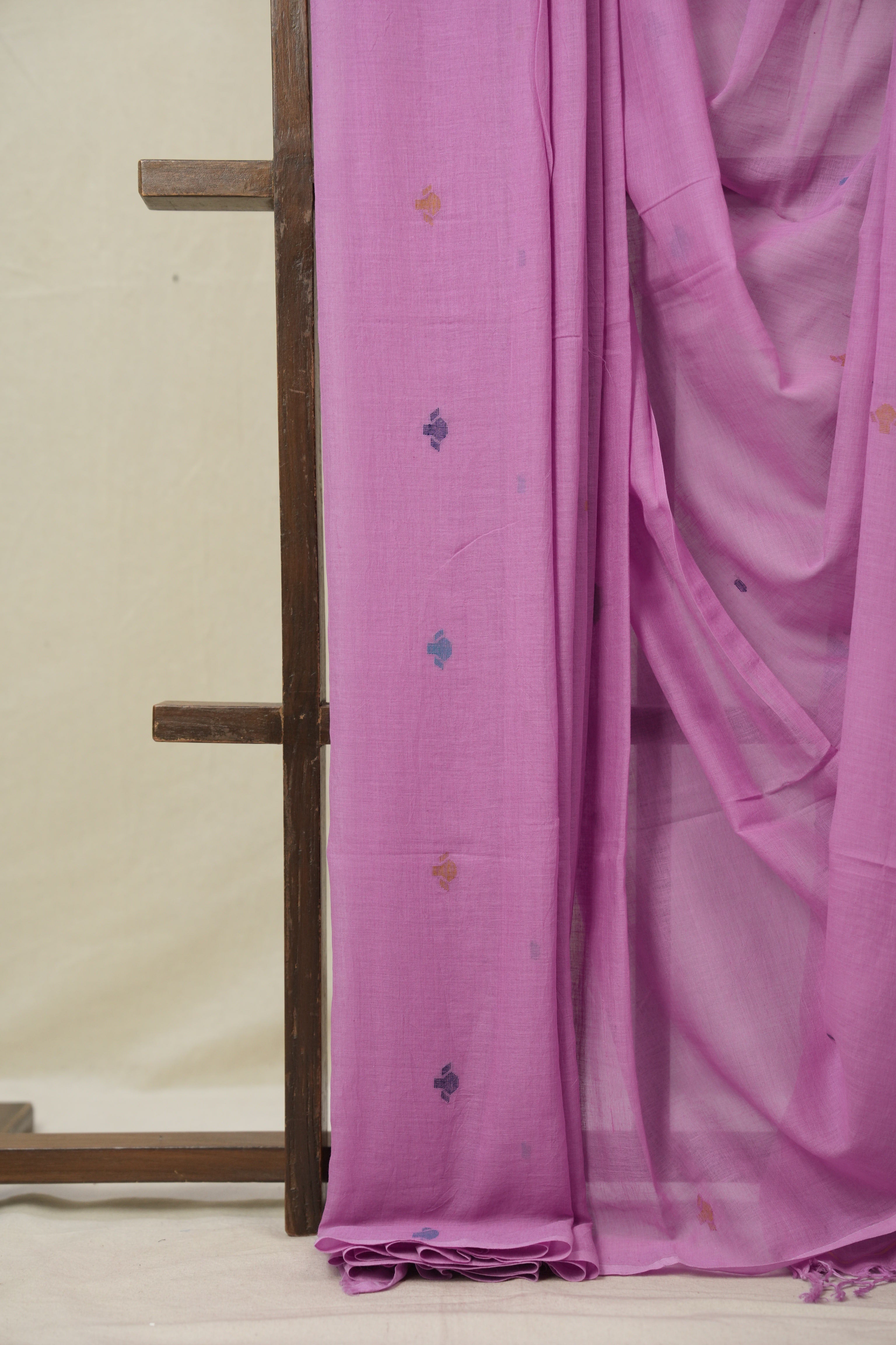 Pink Mul Bengal Cotton Jamdani Saree - SRPBCJS239