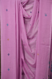 Pink Mul Bengal Cotton Jamdani Saree - SRPBCJS239