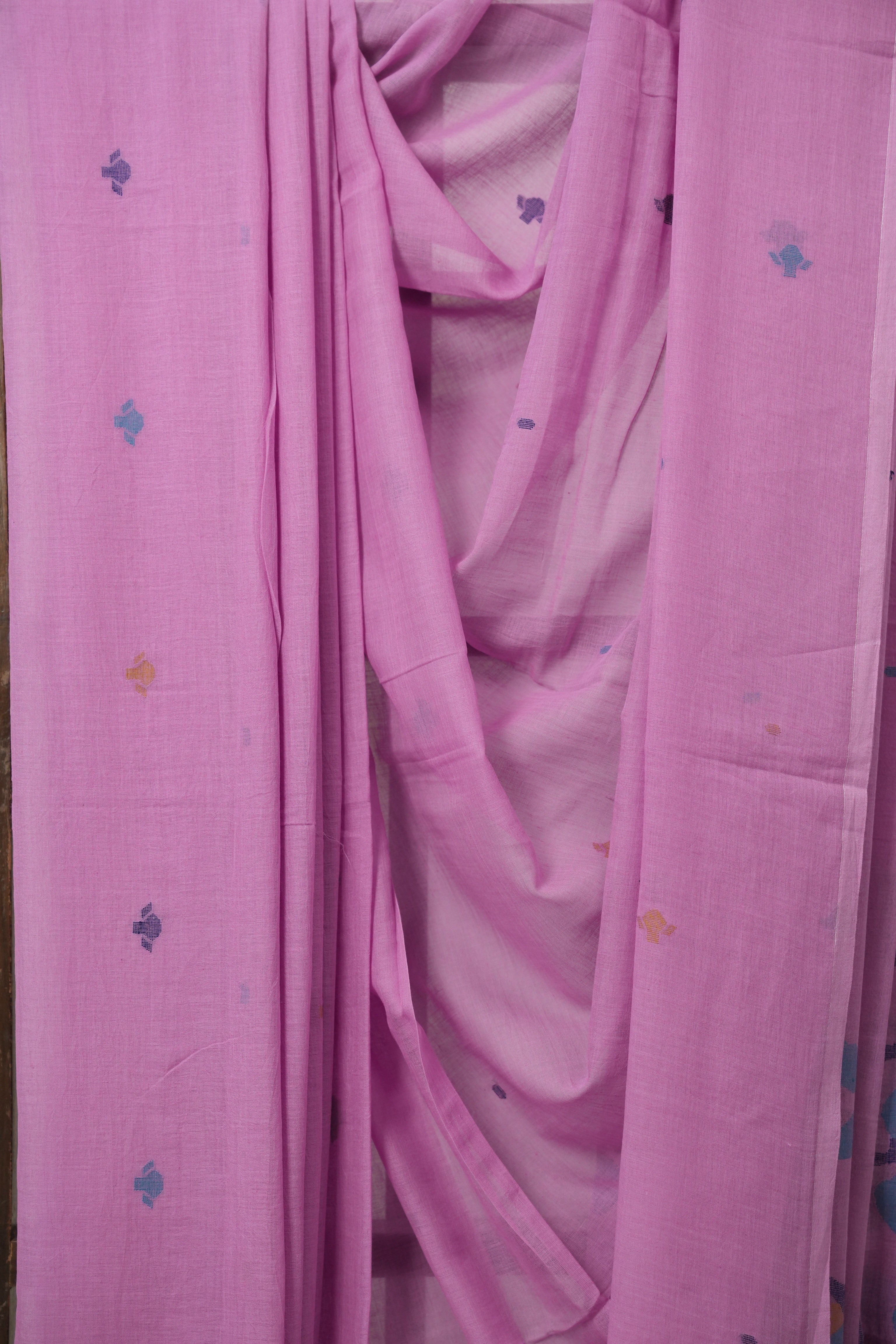 Pink Mul Bengal Cotton Jamdani Saree - SRPBCJS239