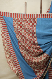 Blue Cotton Patchwork Saree - SRBCPS291