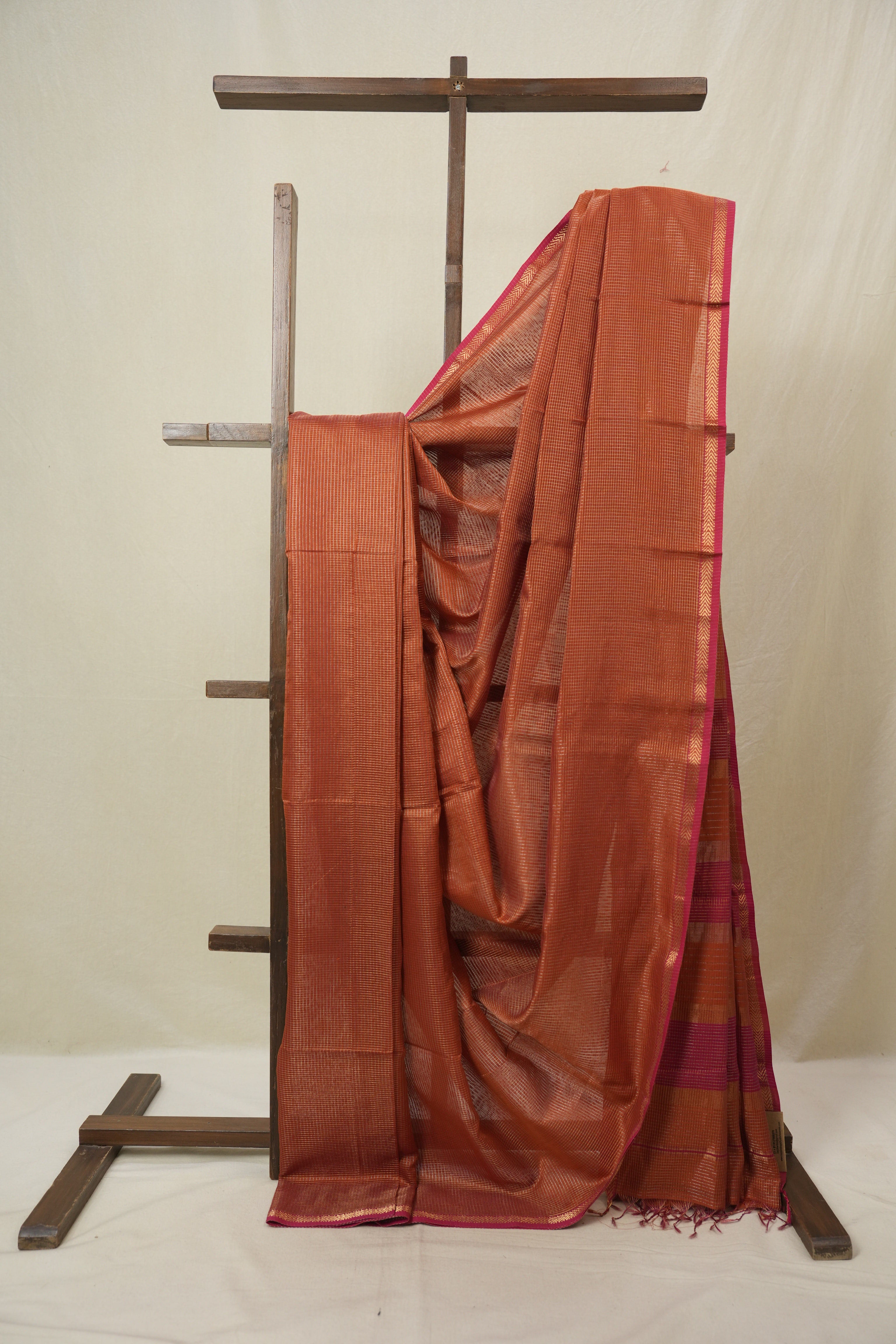 Orange Maheshwari Saree - SROMS1134