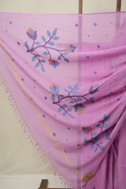 Pink Mul Bengal Cotton Jamdani Saree - SRPBCJS239