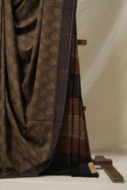 Mud Brown HBP Cotton Saree - SRMBCS3117