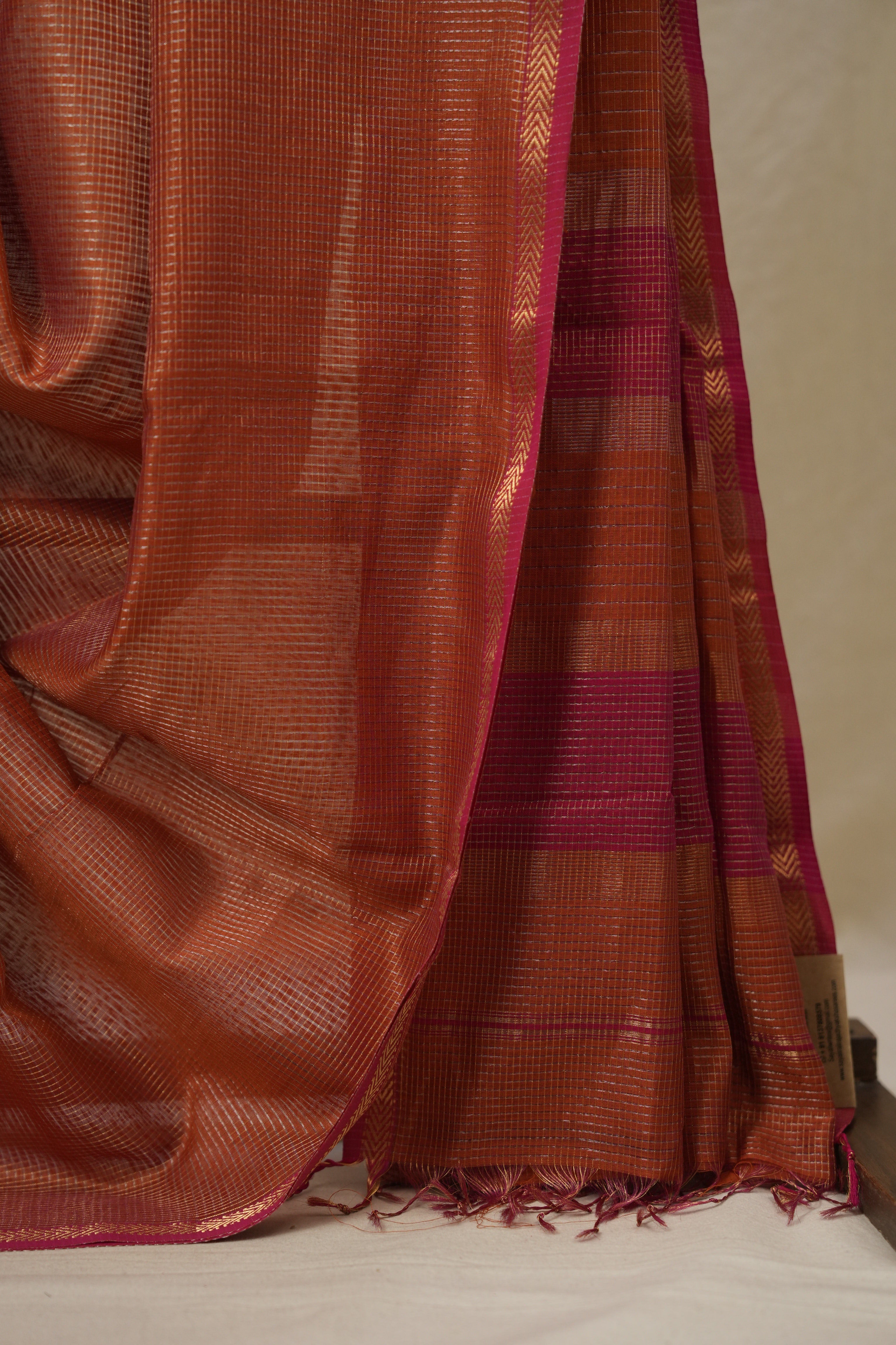 Orange Maheshwari Saree - SROMS1134