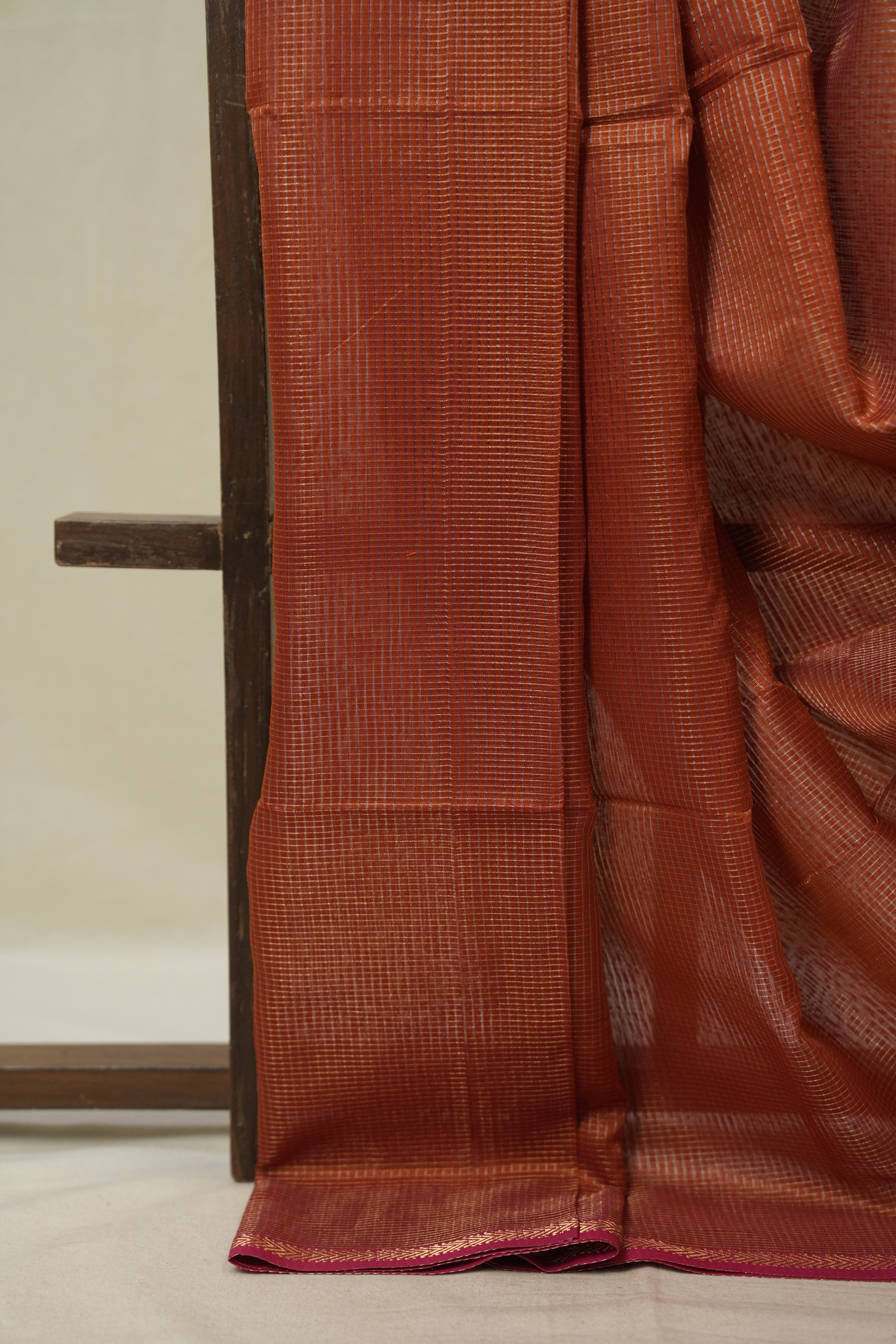 Orange Maheshwari Saree - SROMS1134