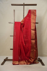 Red Chanderi Silk Saree - SRRCSS487