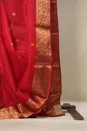 Red Chanderi Silk Saree - SRRCSS487