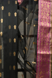 Black Chanderi Silk Saree - SRBCSS430