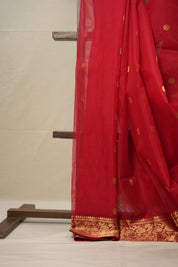 Red Chanderi Silk Saree - SRRCSS487