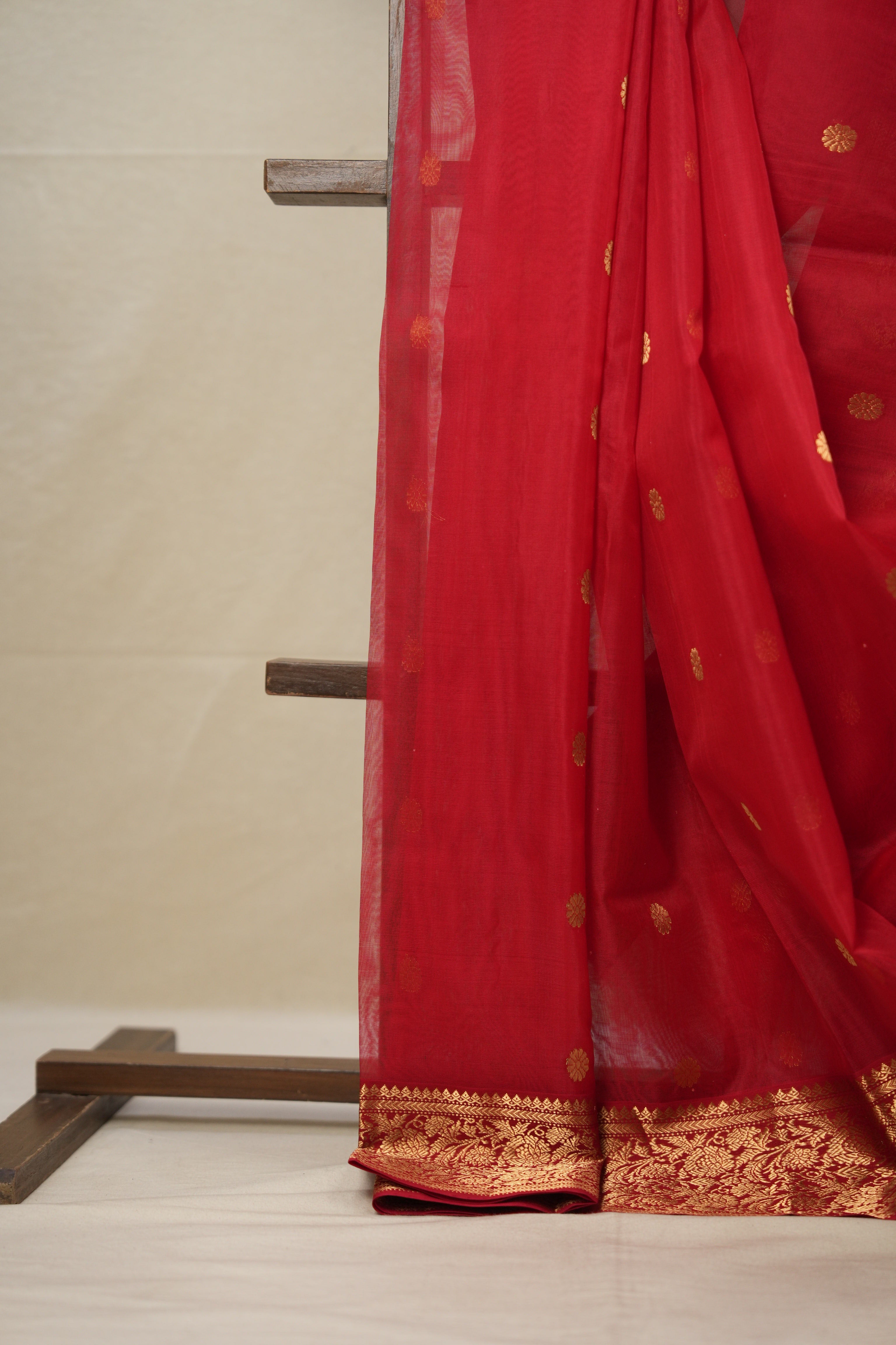 Red Chanderi Silk Saree - SRRCSS487