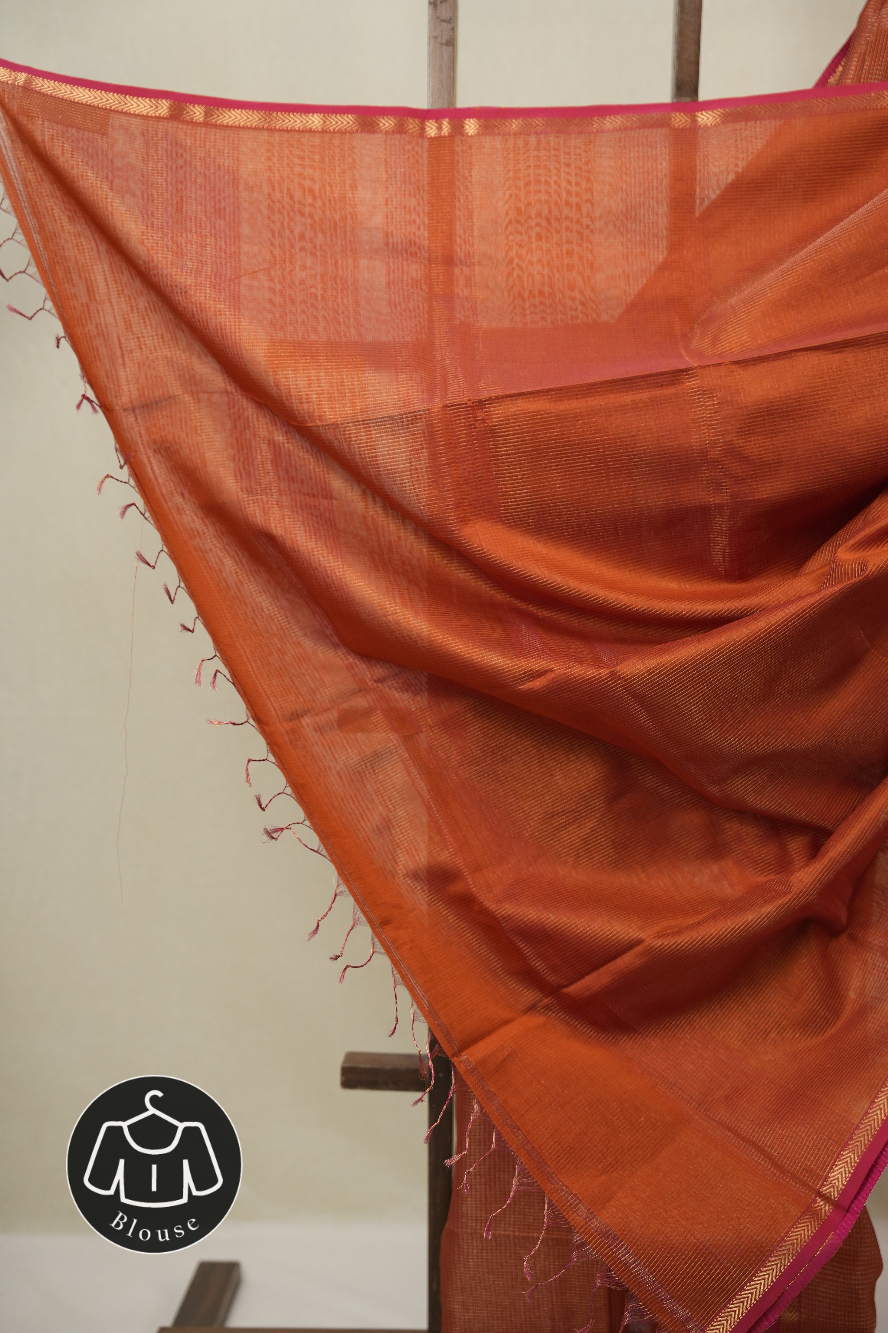 Orange Maheshwari Saree - SROMS1134