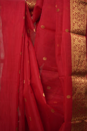 Red Chanderi Silk Saree - SRRCSS487
