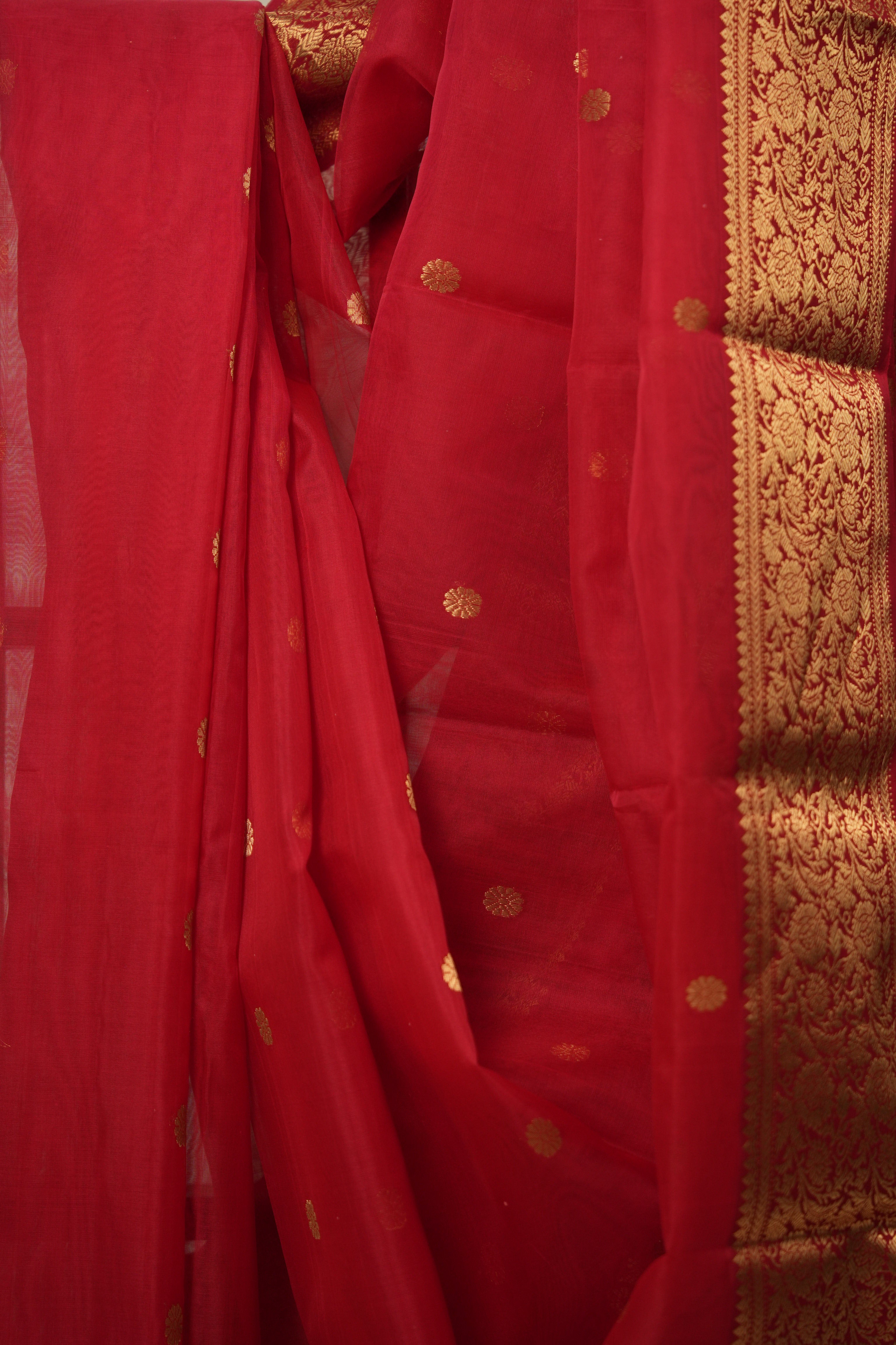 Red Chanderi Silk Saree - SRRCSS487