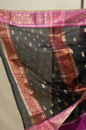 Black Chanderi Silk Saree - SRBCSS430