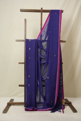 Navy Blue Mul Bengal Cotton Jamdani Saree - SRNBBCJS235