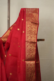 Red Chanderi Silk Saree - SRRCSS487