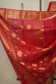 Red Chanderi Silk Saree - SRRCSS487