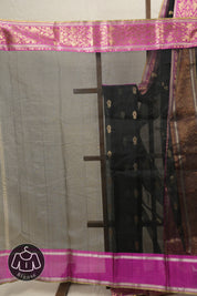 Black Chanderi Silk Saree - SRBCSS430