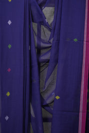 Navy Blue Mul Bengal Cotton Jamdani Saree - SRNBBCJS235