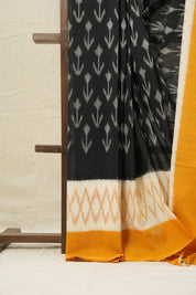 Black Yellow Pochampalli Cotton Ikat Saree - SRBYPCIS553