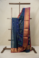 Two Tone Blue Chanderi Silk Saree - SRTTBCSS494