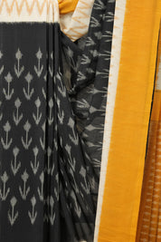 Black Yellow Pochampalli Cotton Ikat Saree - SRBYPCIS553