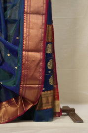Two Tone Blue Chanderi Silk Saree - SRTTBCSS494
