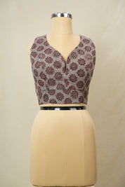 Grey HBP Sleeveless Plunging V-Neck Padded Blouse