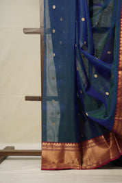 Two Tone Blue Chanderi Silk Saree - SRTTBCSS494