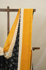Black Yellow Pochampalli Cotton Ikat Saree - SRBYPCIS553