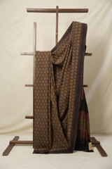Mud Brown HBP Cotton Saree - SRMBCS3120