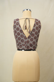 Grey HBP Sleeveless Plunging V-Neck Padded Blouse