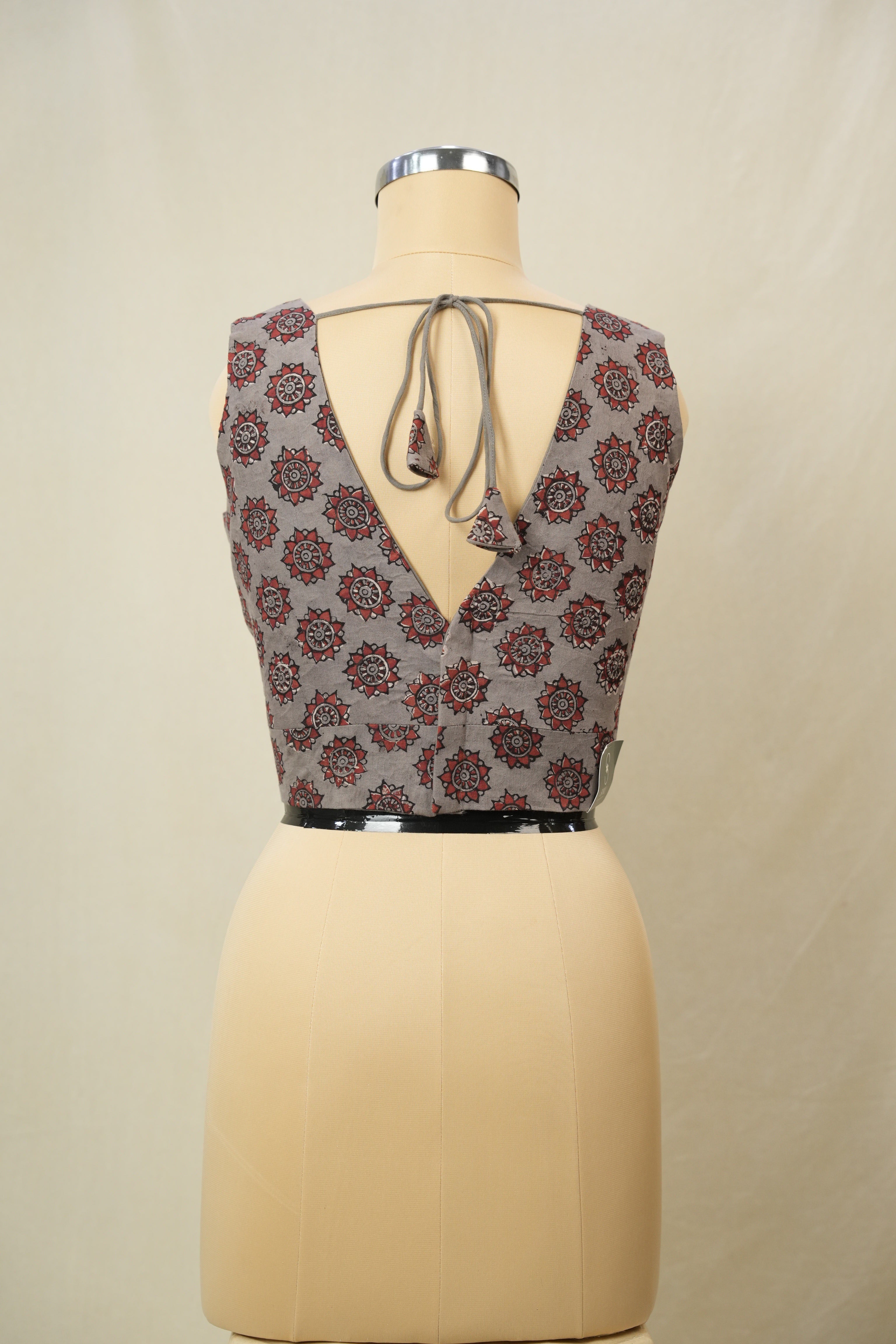 Grey HBP Sleeveless Plunging V-Neck Padded Blouse