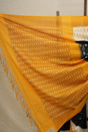 Black Yellow Pochampalli Cotton Ikat Saree - SRBYPCIS553