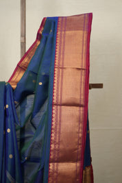 Two Tone Blue Chanderi Silk Saree - SRTTBCSS494