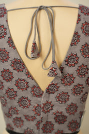 Grey HBP Sleeveless Plunging V-Neck Padded Blouse