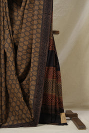 Mud Brown HBP Cotton Saree - SRMBCS3120