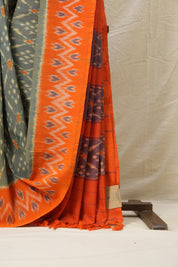 Two Tone Blue Pochampalli Cotton Ikat Saree - SRTTBPCIS482