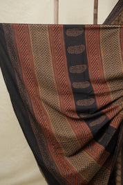 Mud Brown HBP Cotton Saree - SRMBCS3120