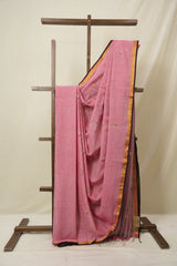 Dusty Pink Mul Bengal Cotton Jamdani Saree - SRDPBCJS236