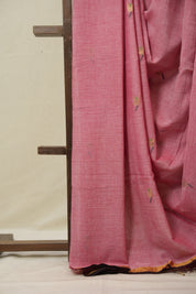 Dusty Pink Mul Bengal Cotton Jamdani Saree - SRDPBCJS236