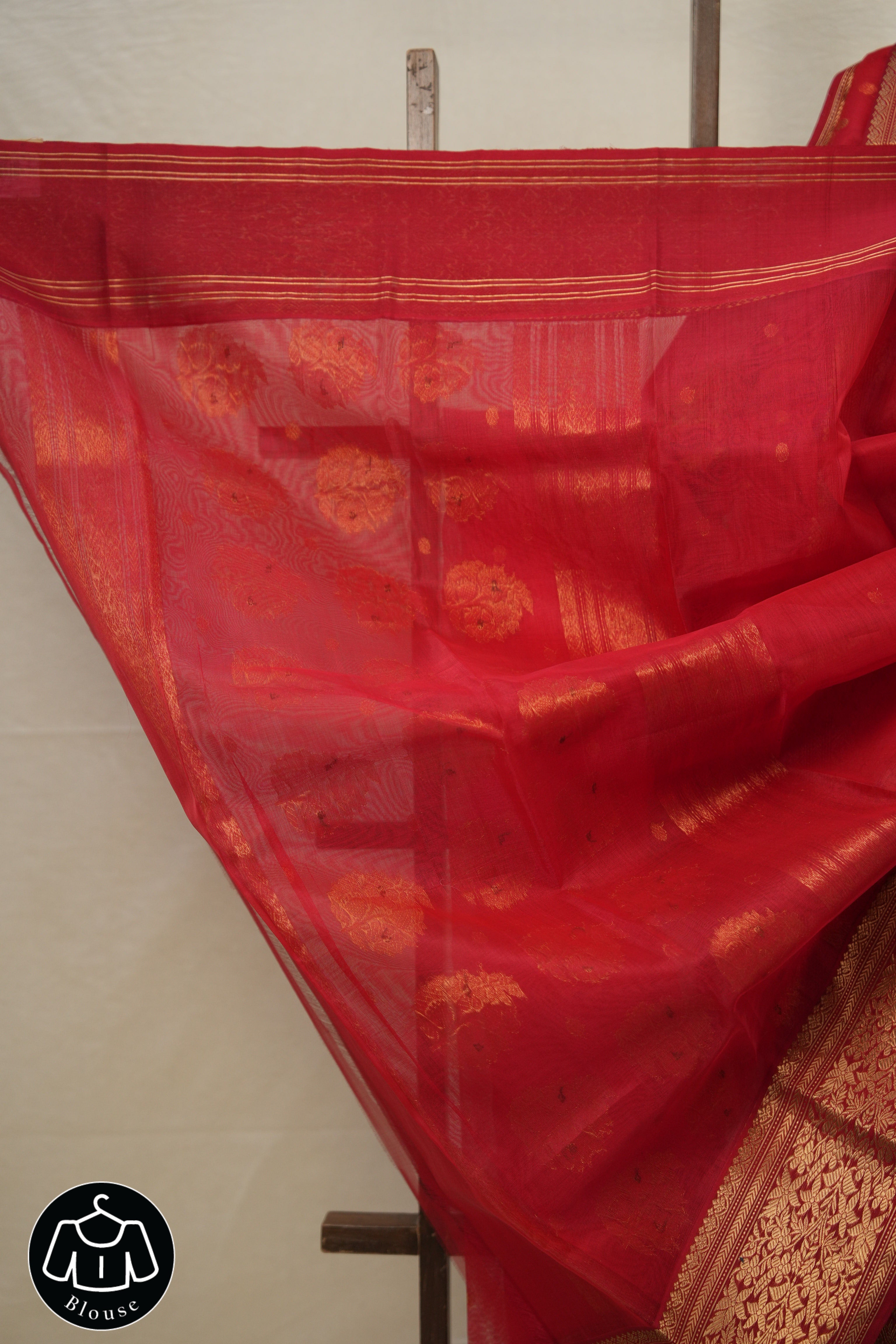 KumKum Red Hanborder Pattu Chanderi Silk Saree - SRKRHPCSS491