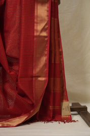 Red Maheshwari Saree - SRRMS1138