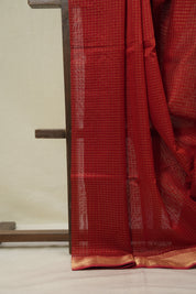 Red Maheshwari Saree - SRRMS1138