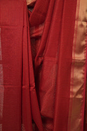 Red Maheshwari Saree - SRRMS1138