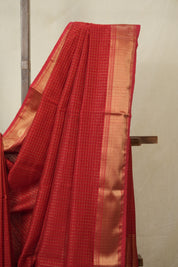 Red Maheshwari Saree - SRRMS1138