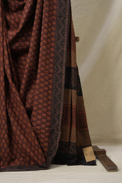 Dark Maroon HBP Cotton Saree - SRDMCS3123
