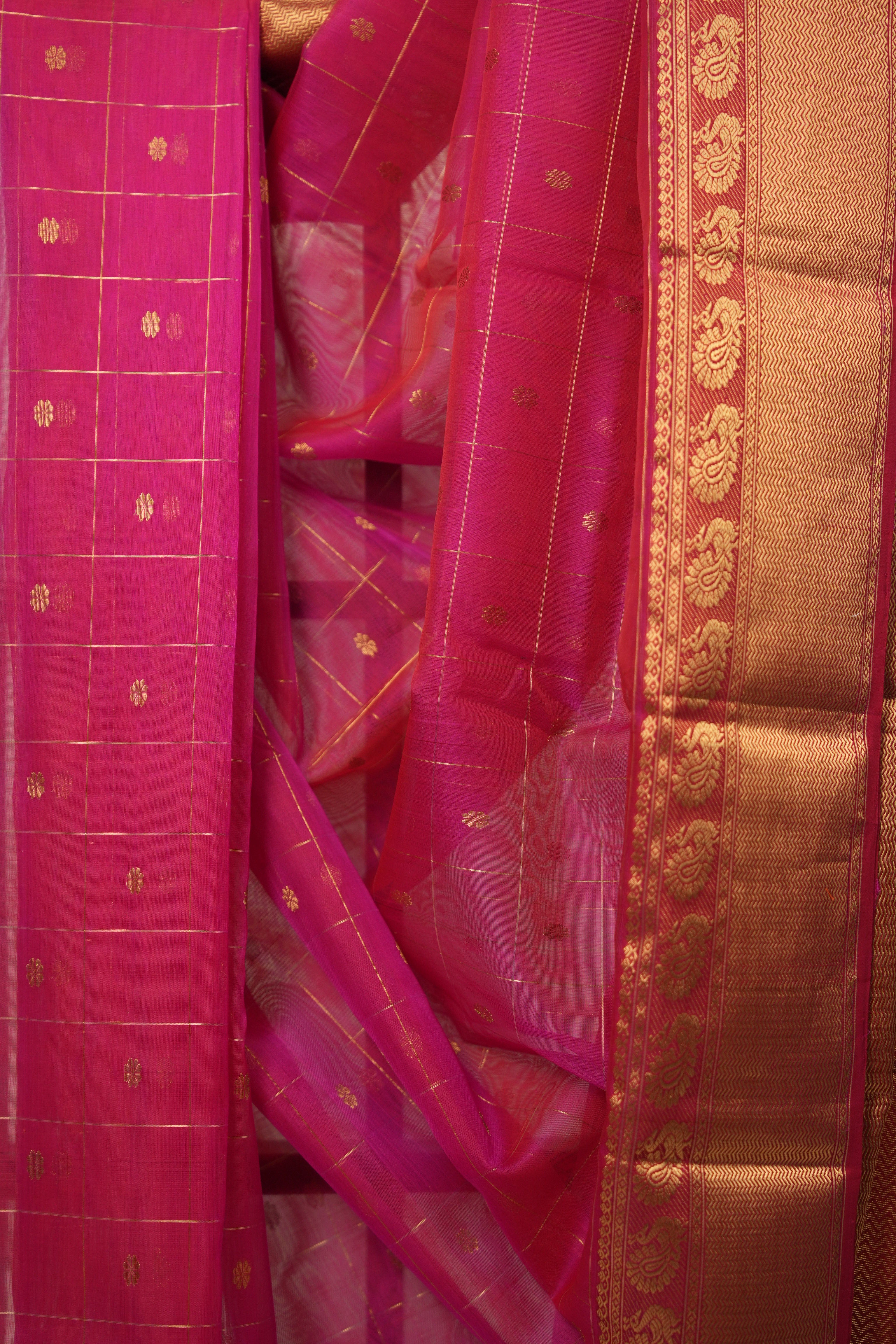 Rani Pink Hanborder Pattu Chanderi Silk Saree - SRRPHPCSS468