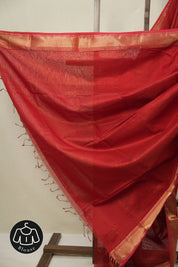 Red Maheshwari Saree - SRRMS1138