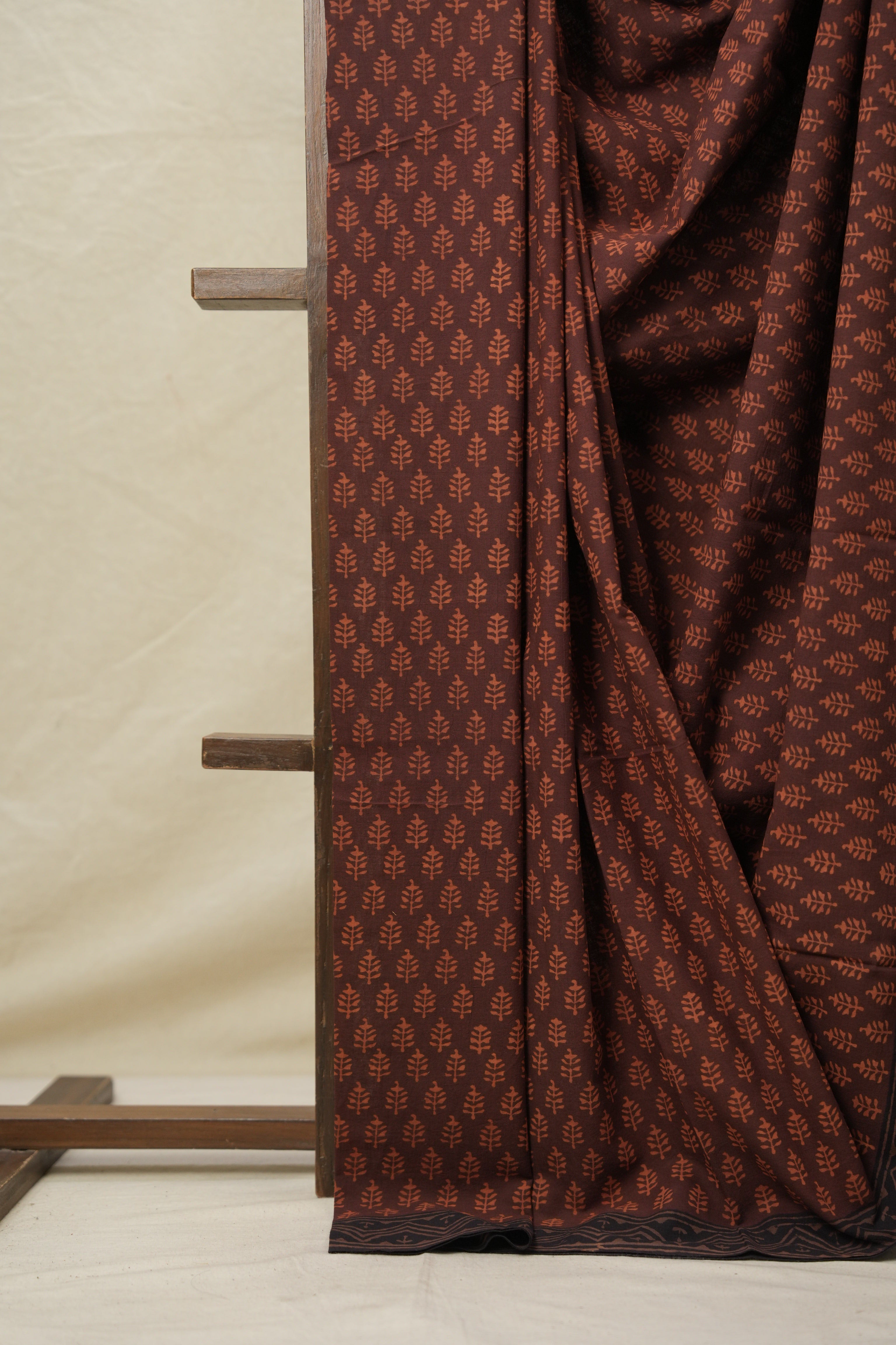 Dark Maroon HBP Cotton Saree - SRDMCS3123